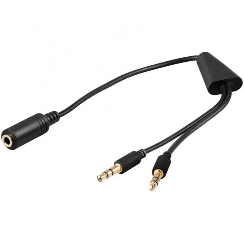 Cavo adattatore Goobay Jack 3,5 mm a 2xJack 3,5 mm femmina/maschio 40 cm Nero - immagine 1