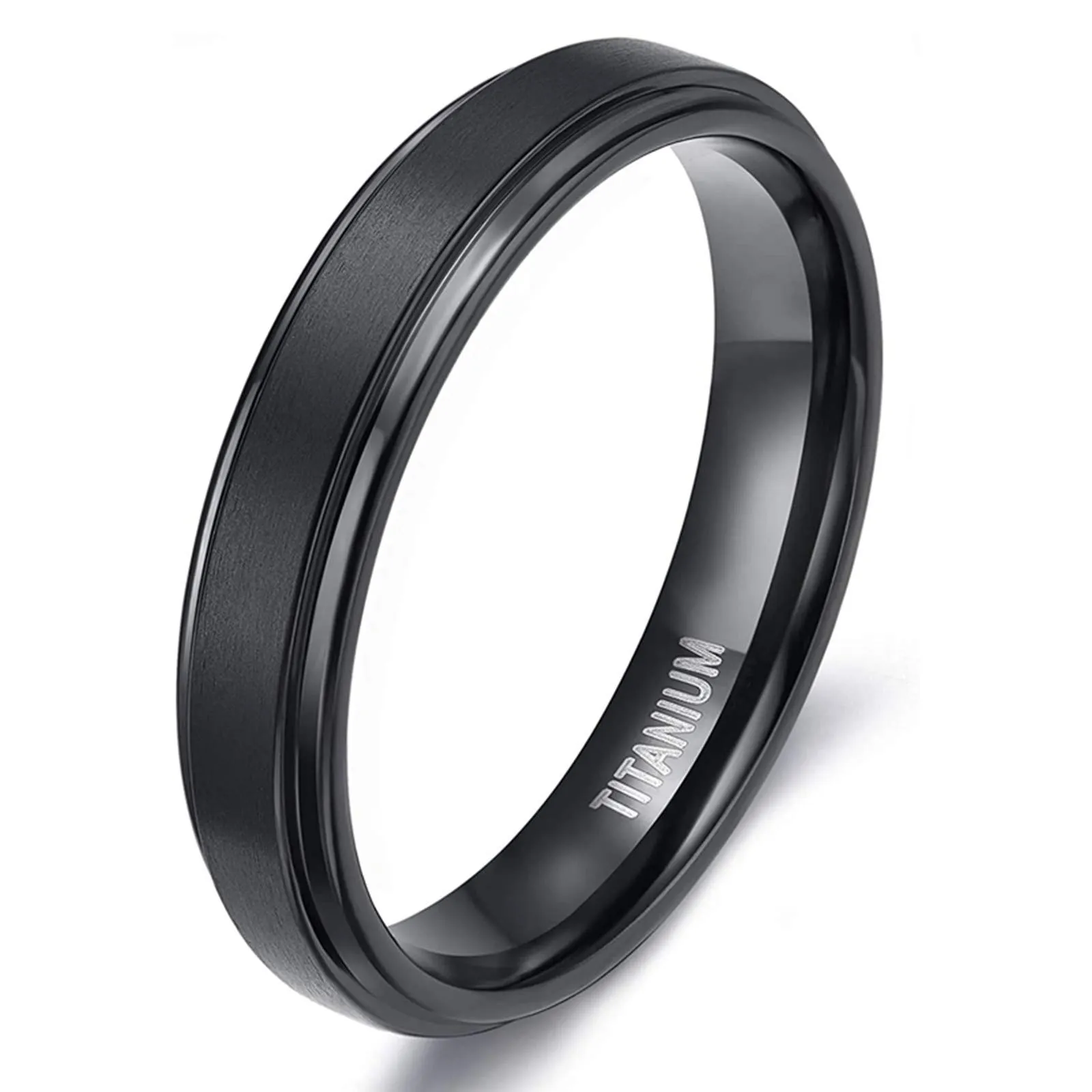 Zakk Anello da uomo e da donna titanio anelli di fidanzamento fedi nuziali nero spazzolato 4mm 6mm 12mm (4mm,52 (16.6)) - immagine 1