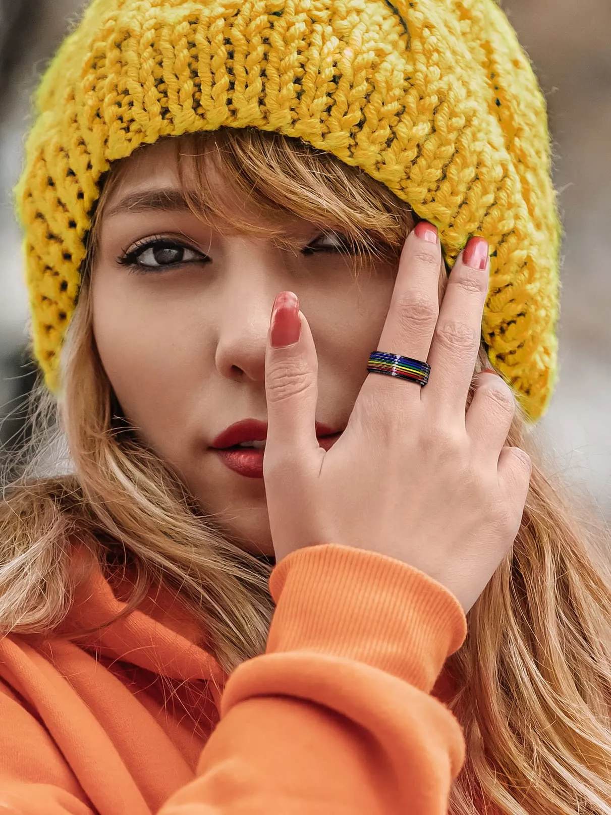 Bandmax LGBT Gay Pride Anello Uomo Donna Arcobaleno Girevole, Nero Anelli Uomo in Acciaio Inossidabile, 24 Taglia Anello Gioielli Donna Uomo di Moda, Idee Regalo Compleanno Natale per Coppia - immagine 3