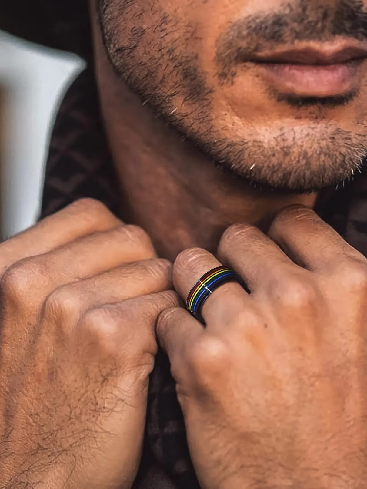 Bandmax LGBT Gay Pride Anello Uomo Arcobaleno Girevole, Nero Anelli Uomo in Acciaio Inossidabile, 27 Taglia Anello Personalizzato Gioielli Donna Uomo di Moda, Idee Regalo per Coppia Amici - immagine 3