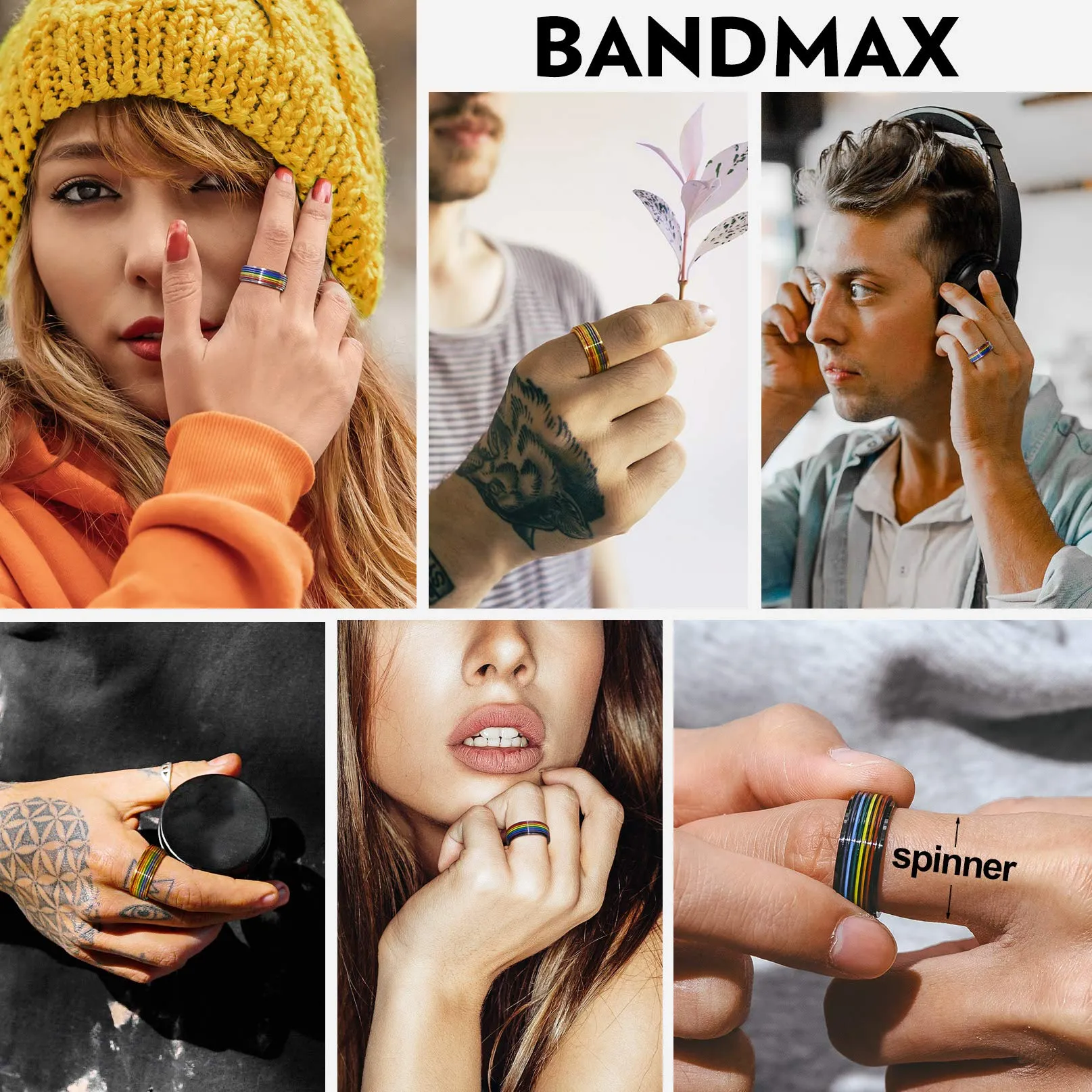 Bandmax LGBT Gay Pride Anello Uomo Arcobaleno Girevole, Placcato Oro 18K Anelli Uomo in Acciaio Inossidabile, 24 Taglia Anello Personalizzato Gioielli Donna Uomo di Moda, Idee Regalo per Coppia Amici - immagine 3