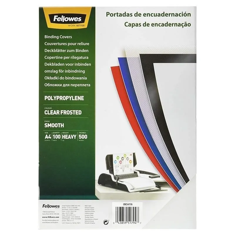 Confezione da 100 coperture Fellowes in polipropilene 500 micron - immagine 1