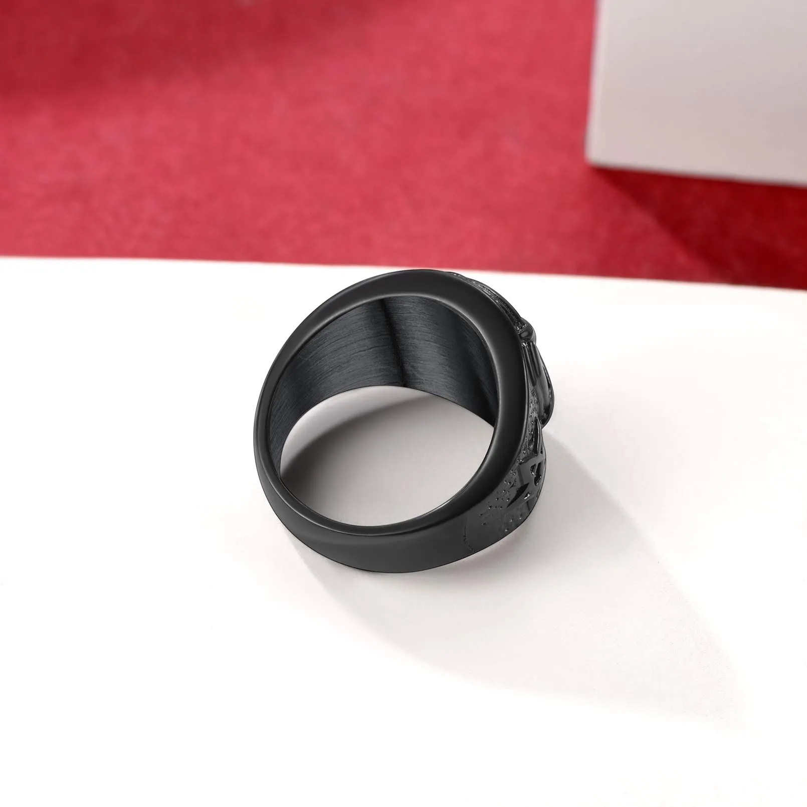FaithHeart Anello Uomo Satana Pentagramma Pentacolo Invertito Capra Satanica 3D Rilievo Anello Argento Ner Oro Gotico Hiphop Punk Misura IT 14-32 Personalizzato Regalo Compleanno Coppie - immagine 8