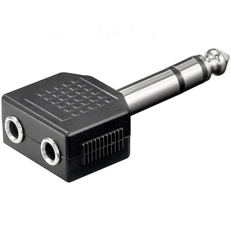 Adattatore audio Goobay jack da 6,35 mm a 2x jack da 3,5 mm maschio/femmina nero - immagine 1