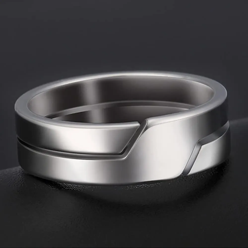 ZENSE - Anello da uomo con struttura spaccata in argento ZR0174, Misura 18 (Circonferenza 58mm) - immagine 3