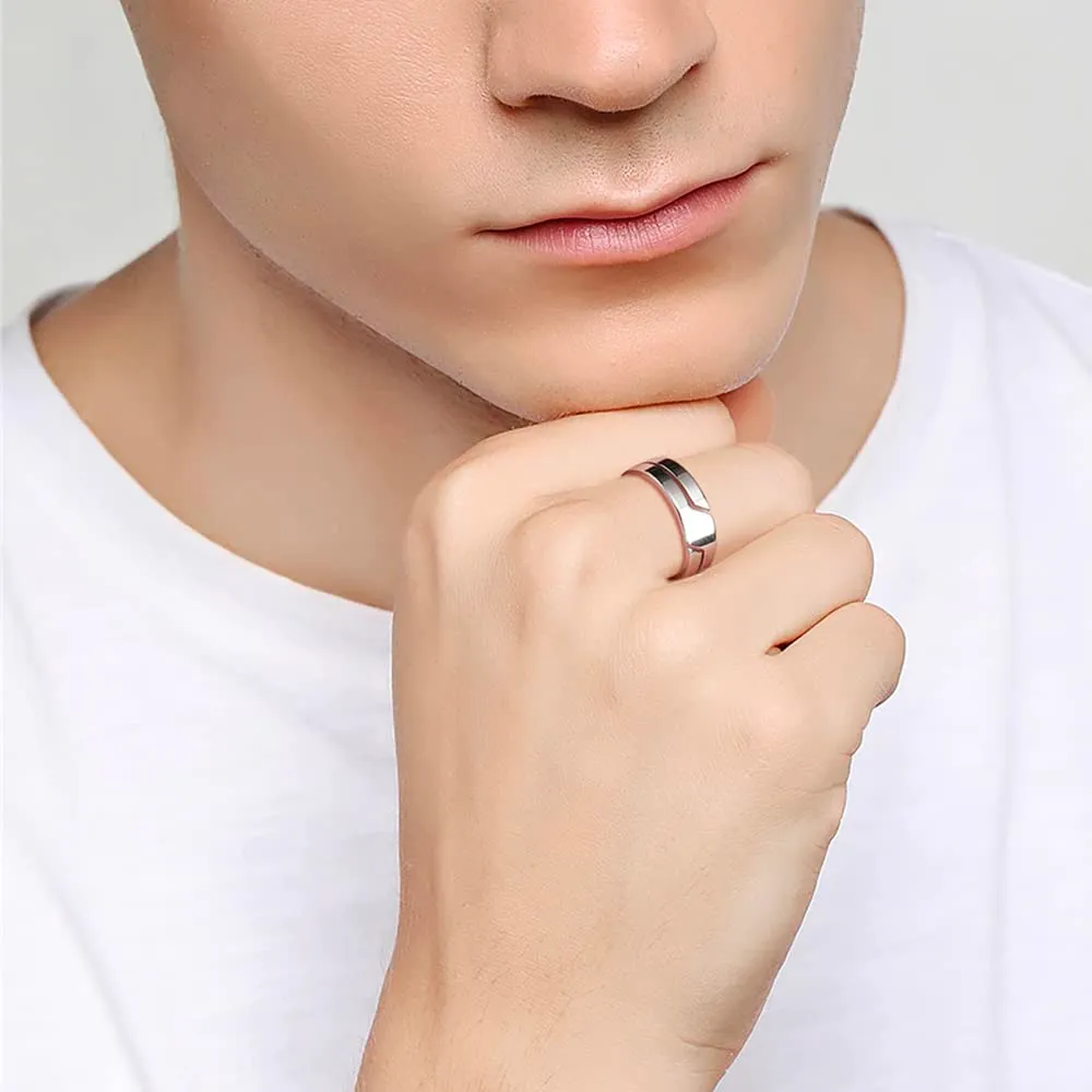 ZENSE - Anello da uomo con struttura spaccata in argento ZR0174, Misura 21 (Circonferenza 61mm) - immagine 4