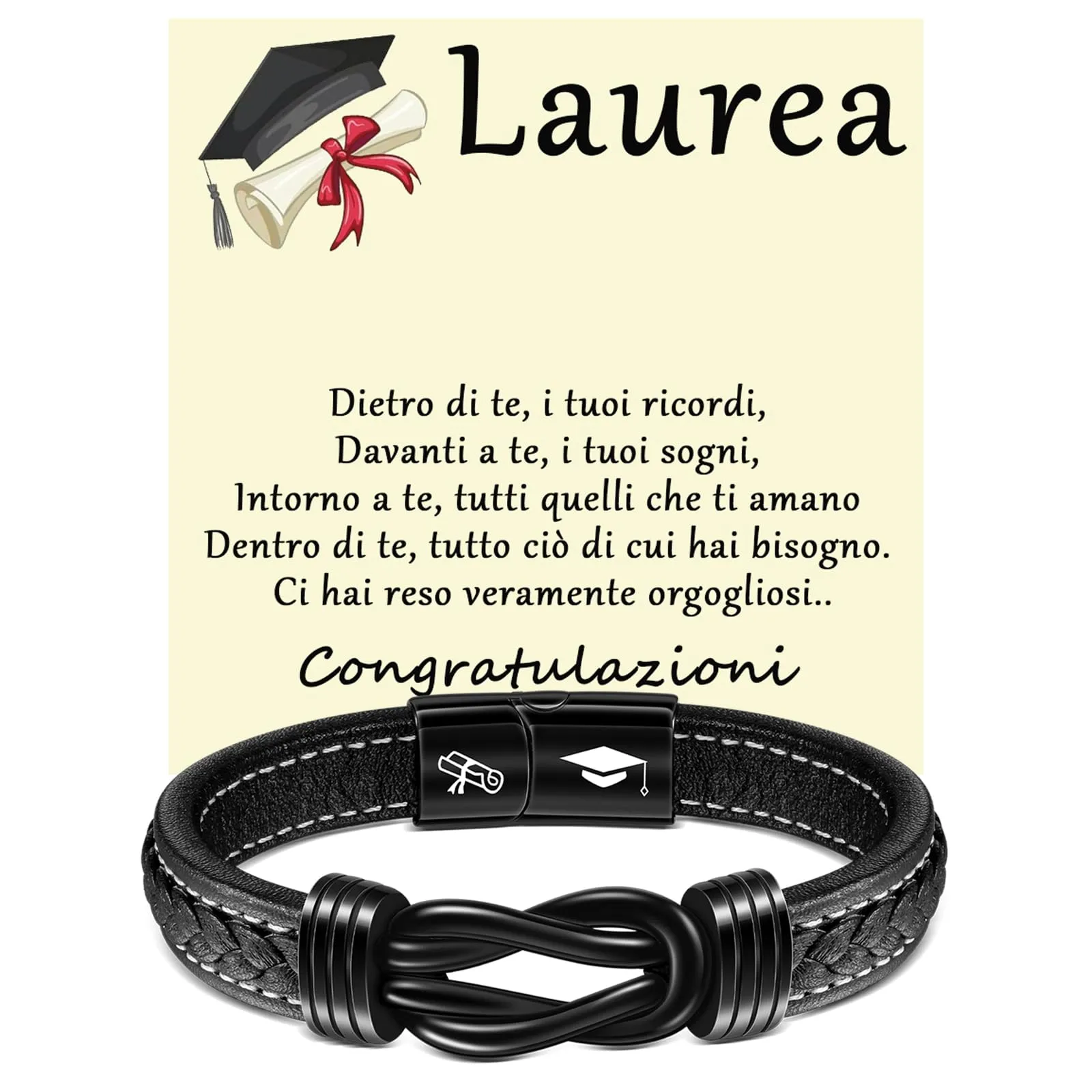 YELUWA Bracciale Regalo Di Laurea per Lui Uomo Ragazzo - immagine 1