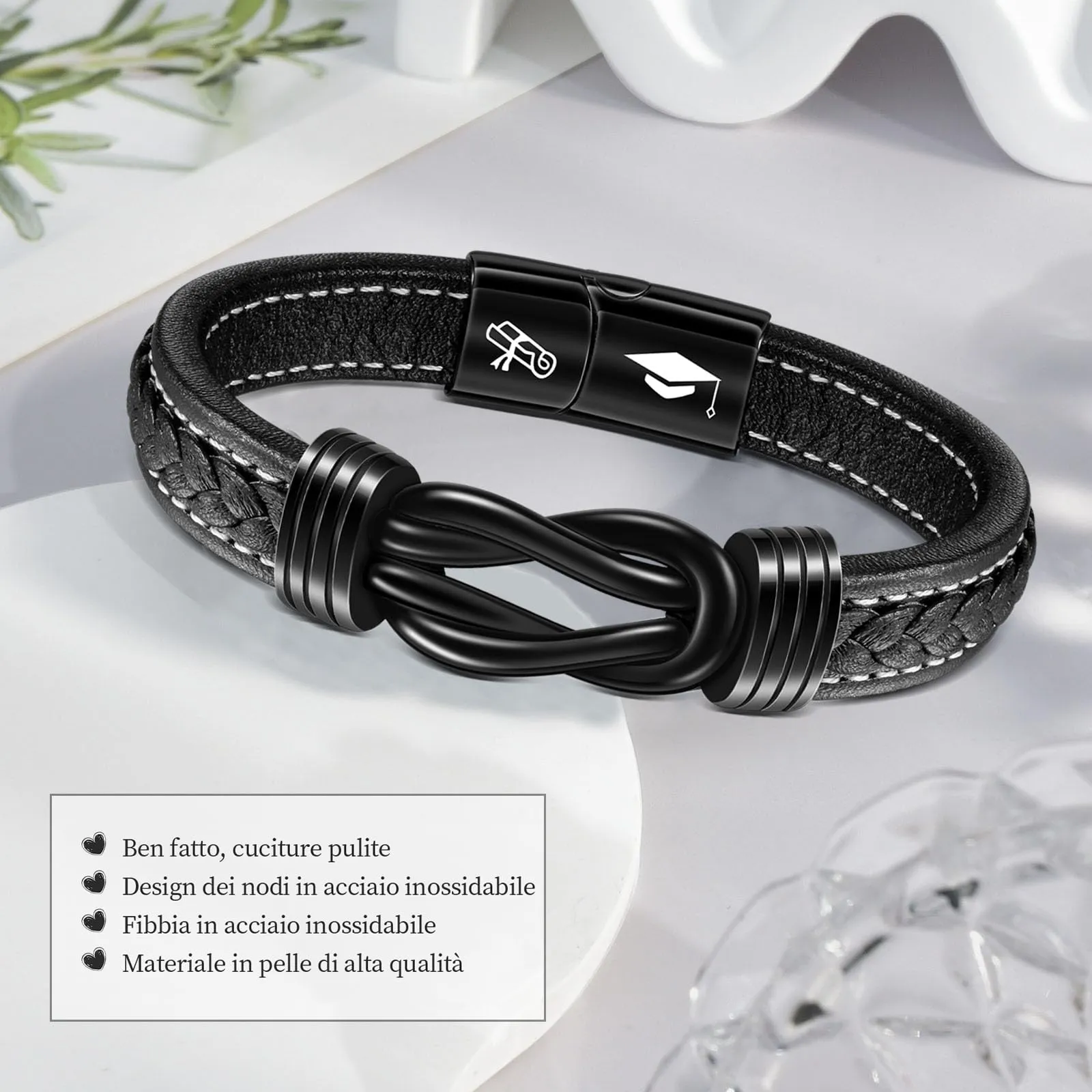 YELUWA Bracciale Regalo Di Laurea per Lui Uomo Ragazzo - immagine 4