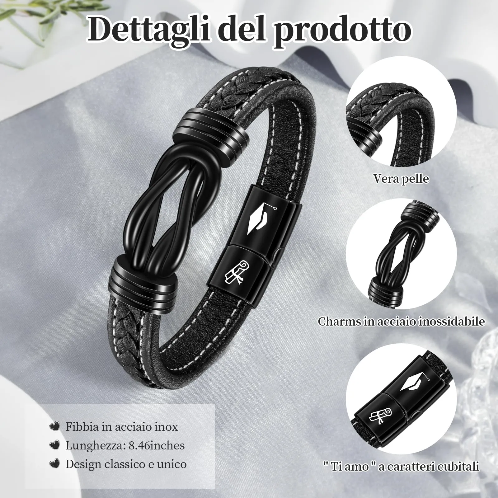 YELUWA Bracciale Regalo Di Laurea per Lui Uomo Ragazzo - immagine 5