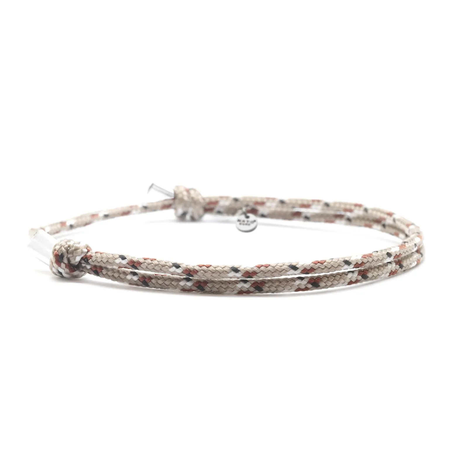 Nato Cuff - Bracciale in Cotone intrecciato 4mm - Fatto a mano in Francia - Gioiello Uomo o Donna regolabile (Blu Bianco Rosso) (Desert) - immagine 1