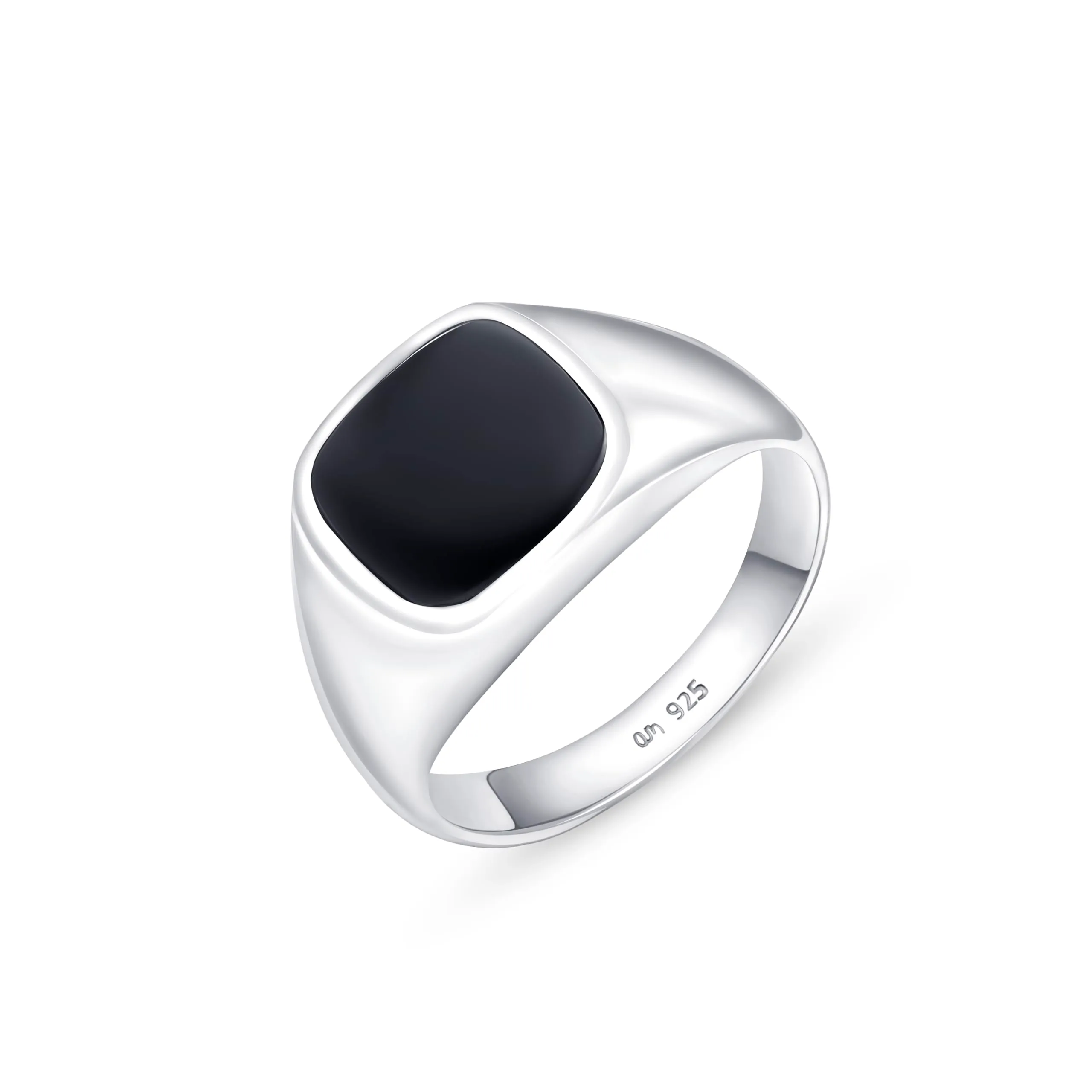 Amberta Anello per Uomo con Onice in Argento Sterling 925 | Anello da Mignolo per Uomo | Anello Uomo Nero | Anello Chevalier Uomo: Anello Uomo Mignolo Misura 29 - immagine 1