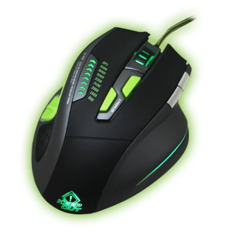 Mouse da gioco Keep Out X9PRO 8200 DPI Nero/Verde - immagine 1