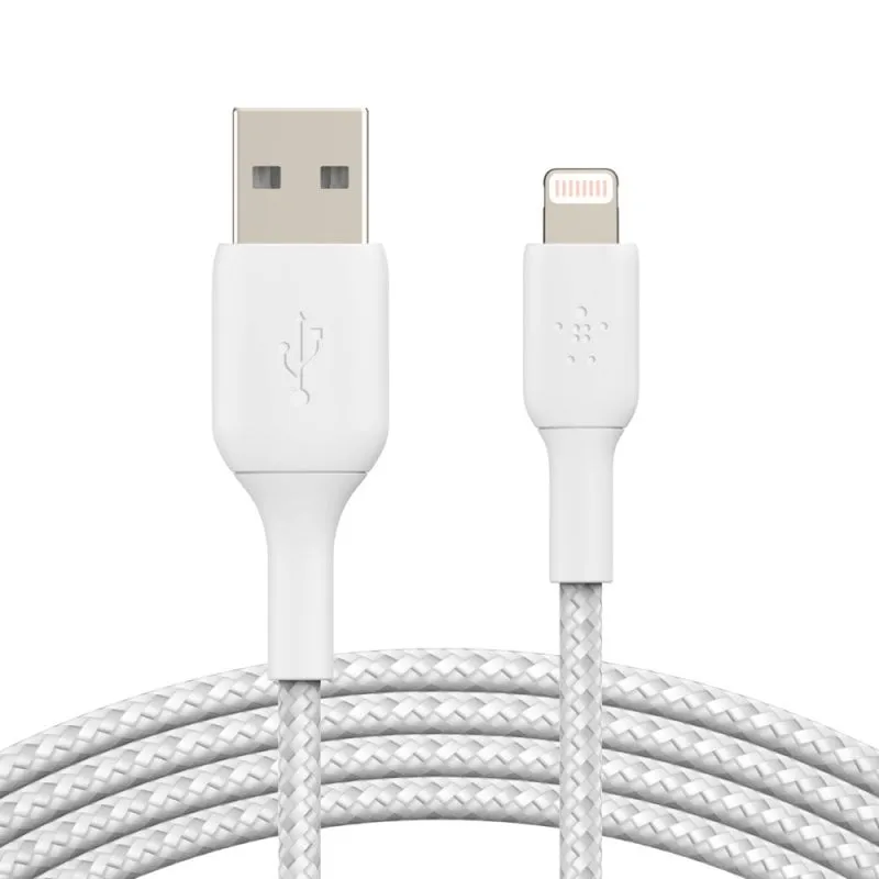 Cavo Boost Charge intrecciato da Lightning a USB-A Belkin da 2 m bianco - immagine 1
