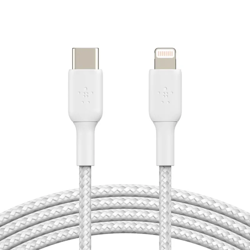 Cavo intrecciato Boost Charge Belkin per ricarica rapida da USB-C a Lightning 2 m bianco - immagine 1