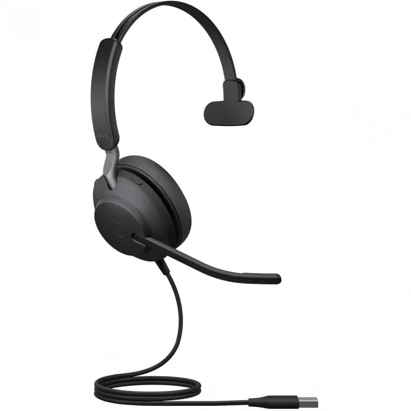 Jabra Evolve2 40, UC Mono Auricolare Cablato A Padiglione Ufficio USB tipo A Bluetooth Nero - immagine 1
