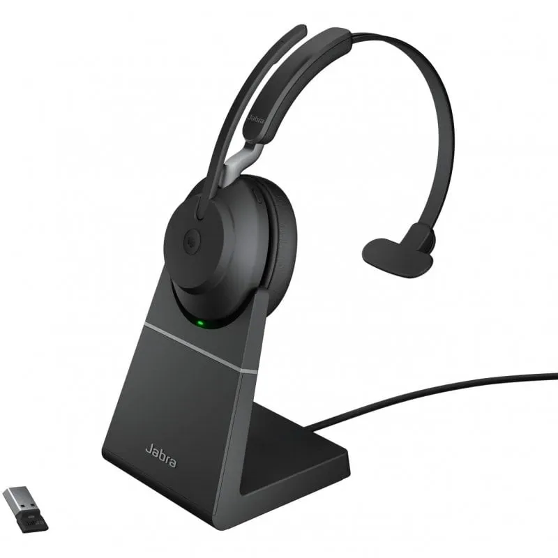 Jabra Evolve2 65 MS Auricolare Mono Bluetooth Nero + Supporto di Ricarica - immagine 1