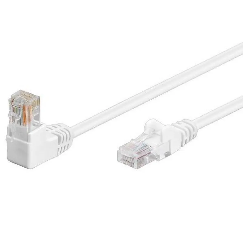 Cavo di rete Goobay UTP CAT5E 1x 90 gradi 0,50 m Bianco - immagine 1