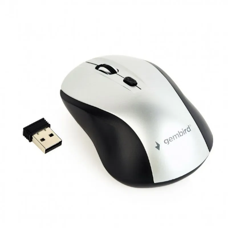 Gembird MUSW-4B-02-BS Mouse ottico wireless 1600 DPI Nero/Argento - immagine 1