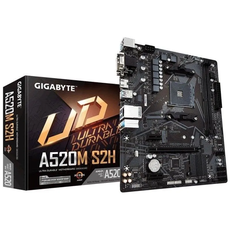 Schede Madri Gigabyte A520M S2H AMD A520 AM4 DDR4 Micro-ATX PCIe 3.0 RGB Q-Flash Plus - immagine 1