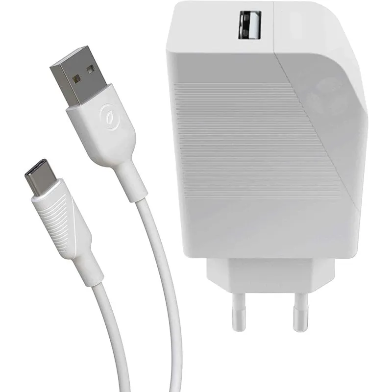 Muvit for Change Pack Caricatore USB 2.4A 12W + Cavo Type C 3A 1.2m Bianco - immagine 1