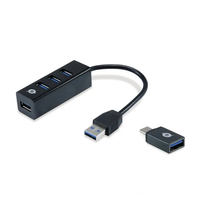 Conceptronic Hubbies Hub USB 3.0 x4 con adattatore USB-C OTG - immagine 1
