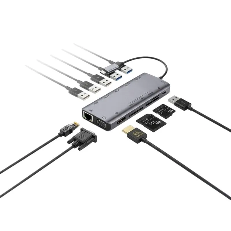 Adattatore SilverHT Logan Type-C 13 in 1 Alluminio - immagine 1