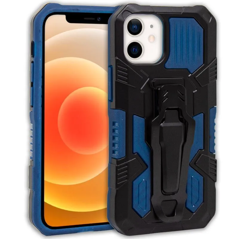 Fantastica custodia rigida con clip blu scuro per iPhone 12 Mini - immagine 1