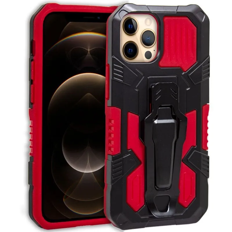 Custodia rigida con clip rossa per iPhone 12 Pro Max - immagine 1