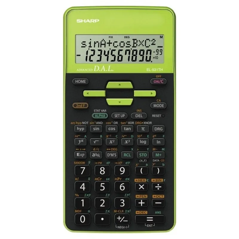 Calcolatrice scientifica Sharp EL-531TH 10 cifre verde - immagine 1