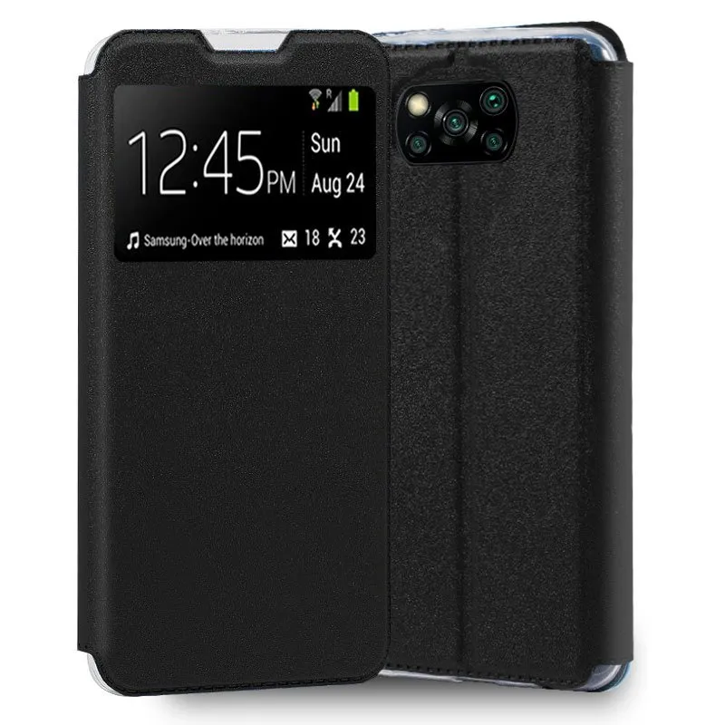 Custodia Flip Cover nera liscia e fantastica per Xiaomi Pocophone X3 - immagine 1