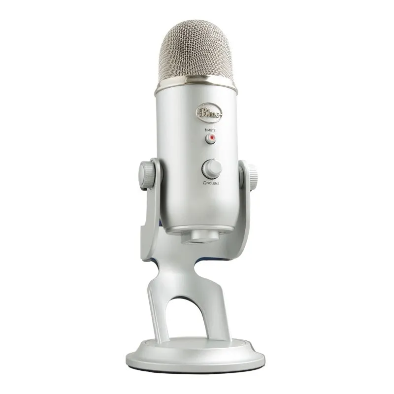 Microfoni blu Microfono USB Yeti argento per registrazione e streaming su PC - immagine 1