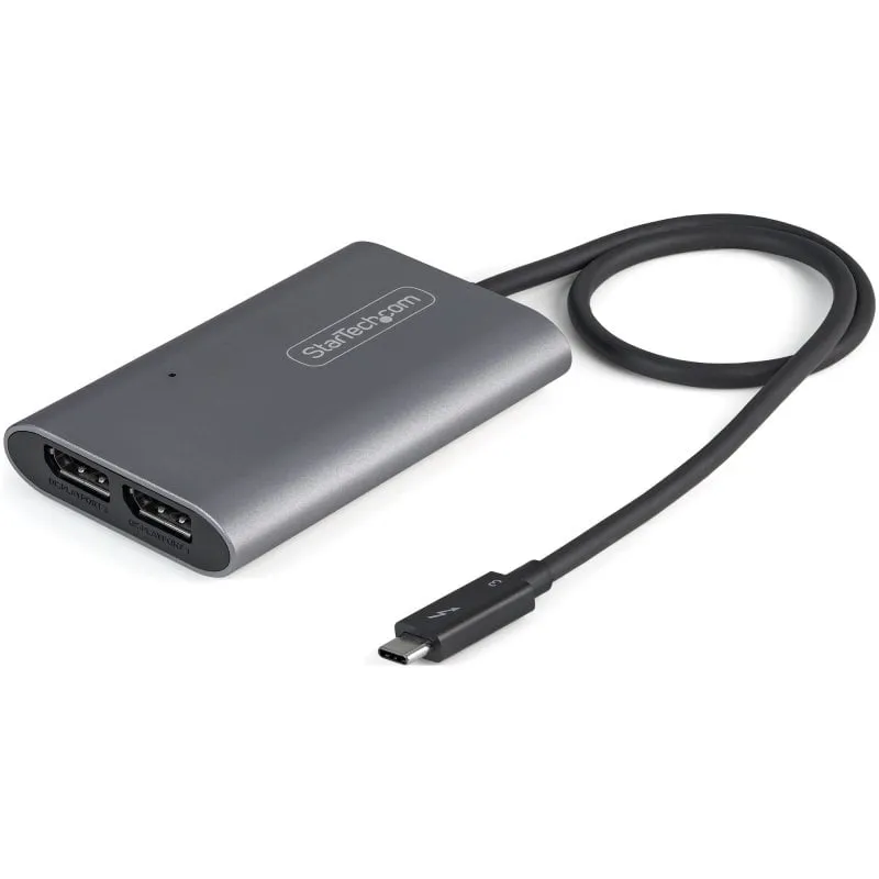 StarTech.com Adattatore Thunderbolt 3 a doppio monitor DisplayPort DP 1.4 8K - Doppio 4K 60Hz o singolo 8K/5K Thunderbolt 3 a DP - Adattatore video porta TB3 a 2x DisplayPort - Cavo da 46 cm - Mac/Windows - immagine 1