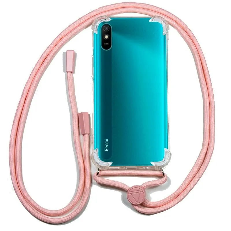 Custodia con cordino rosa freddo per Xiaomi Redmi 9A/9AT - immagine 1