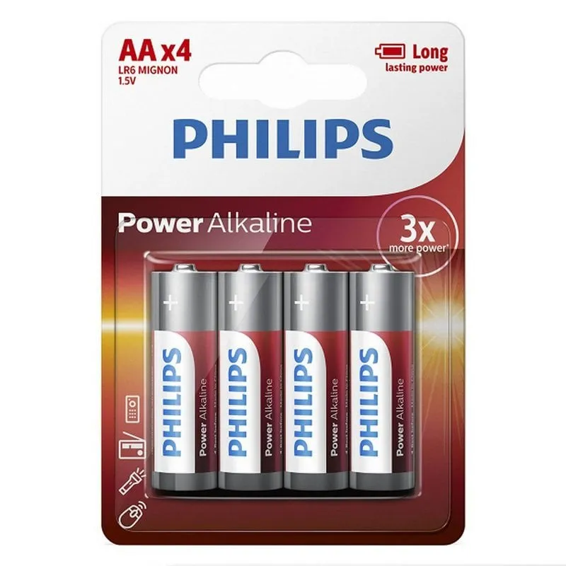 Batterie alcaline AA Philips Alkaline Power LR06 1,5 V Confezione da 4 unità - immagine 1