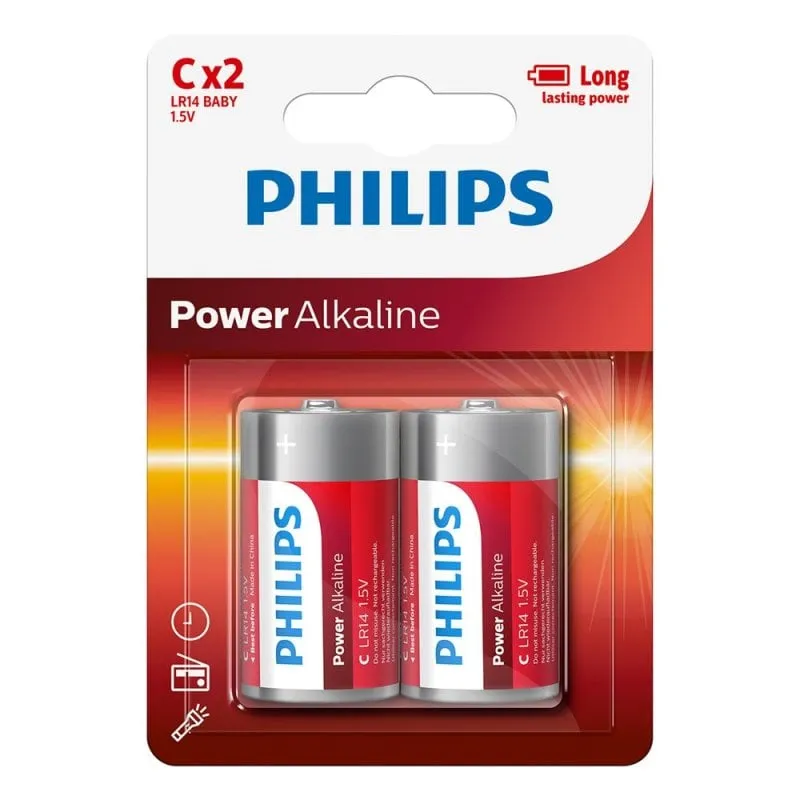 Batterie alcaline alcaline Philips Power C LR14 1,5 V Confezione da 2 unità - immagine 1