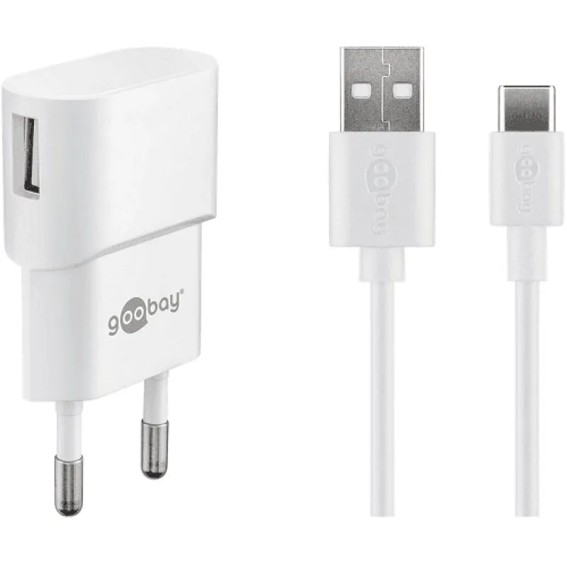 Caricabatterie USB tipo C Goobay 1A 1m Bianco - immagine 1