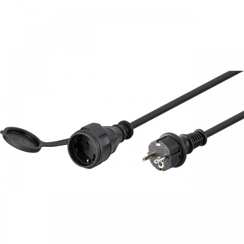 Cavo prolunga alimentazione Goobay tipo F CEE7 dritto con spina di sicurezza 5 m nero - immagine 1