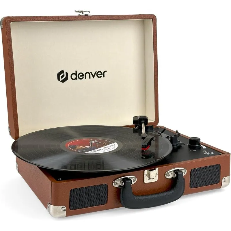 Tocadiscos Denver VPL-120 2W RMS USB AUX Trazione Cinghia Vinile Marrone - immagine 1