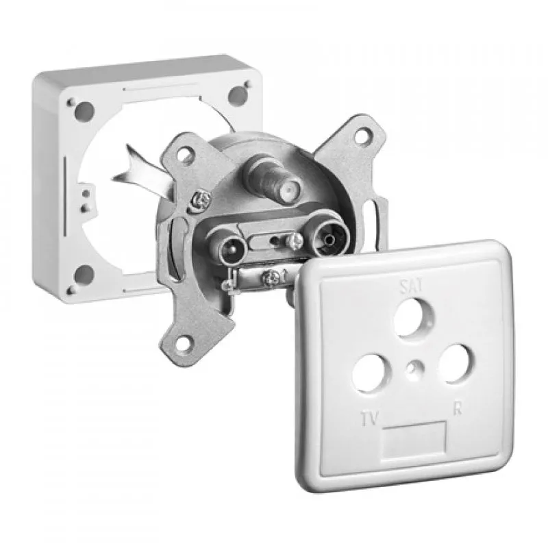Goobay Base da Superficie con Cornice per Presa TV/SAT/Radio Bianca - immagine 1