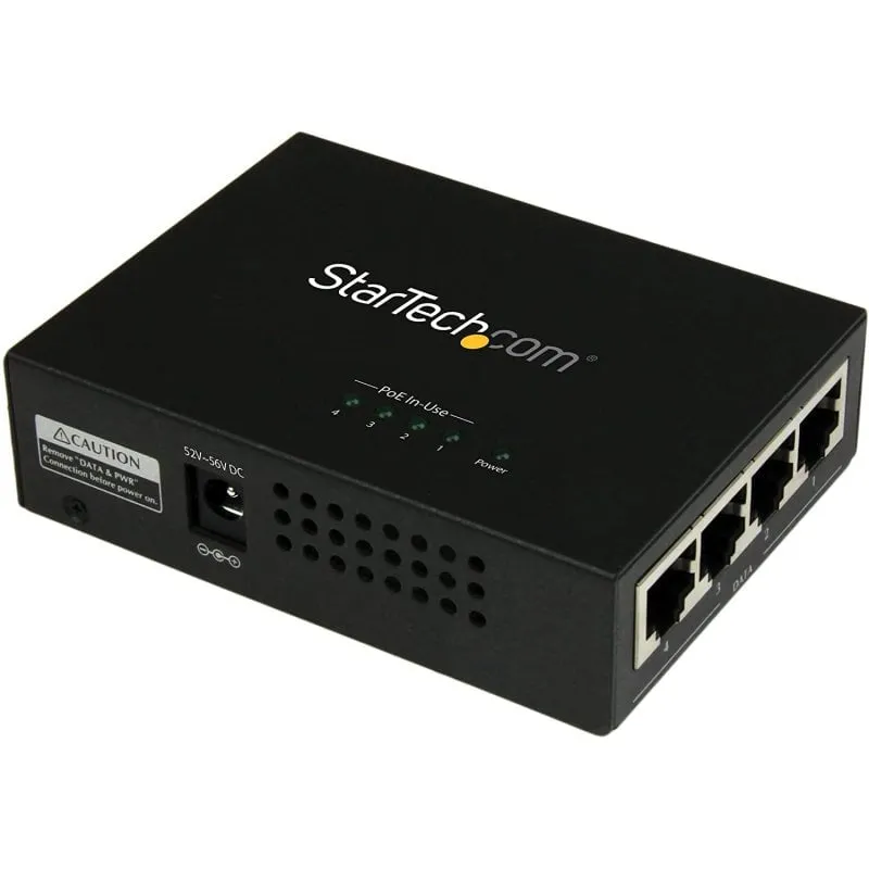 StarTech.com Iniettore midspan Gigabit Power over Ethernet (PoE) a 4 porte - 802.3at/af - immagine 1