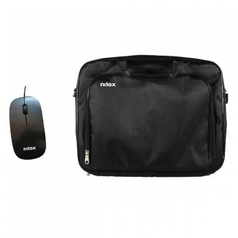 Nilox Essential 2 Kit Custodia per Laptop fino a 15,6" Nero + Mouse Ottico USB Nero - immagine 1