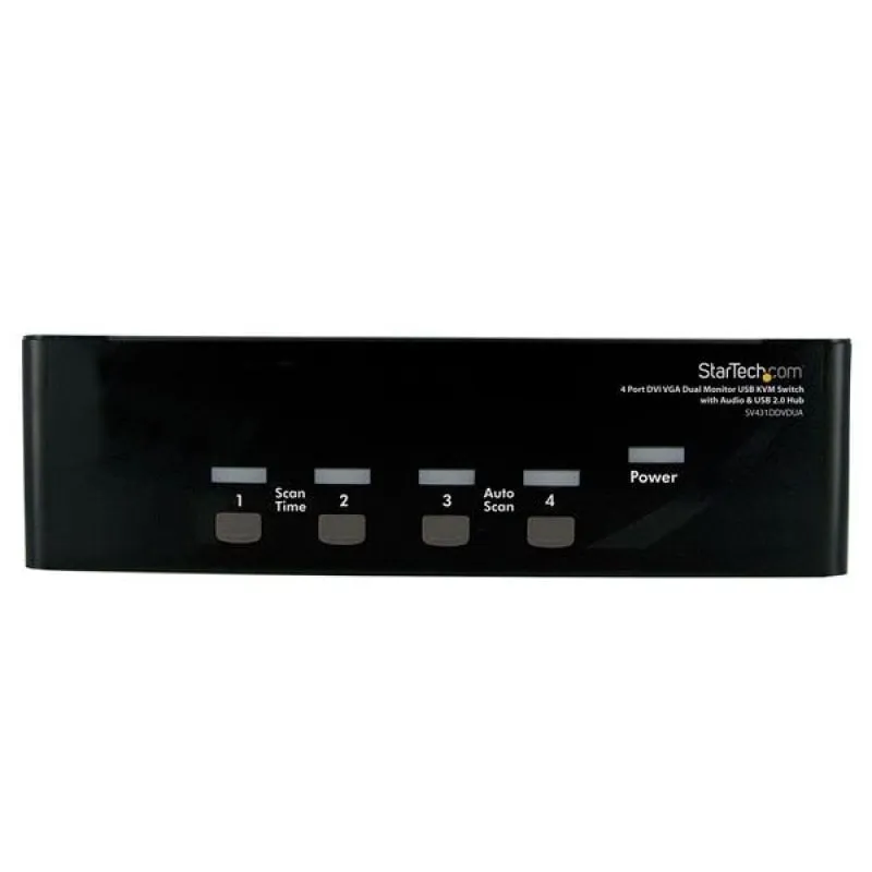 StarTech.com Switch KVM doppio monitor VGA DVI 4 porte USB con audio e hub USB 2.0 - immagine 1