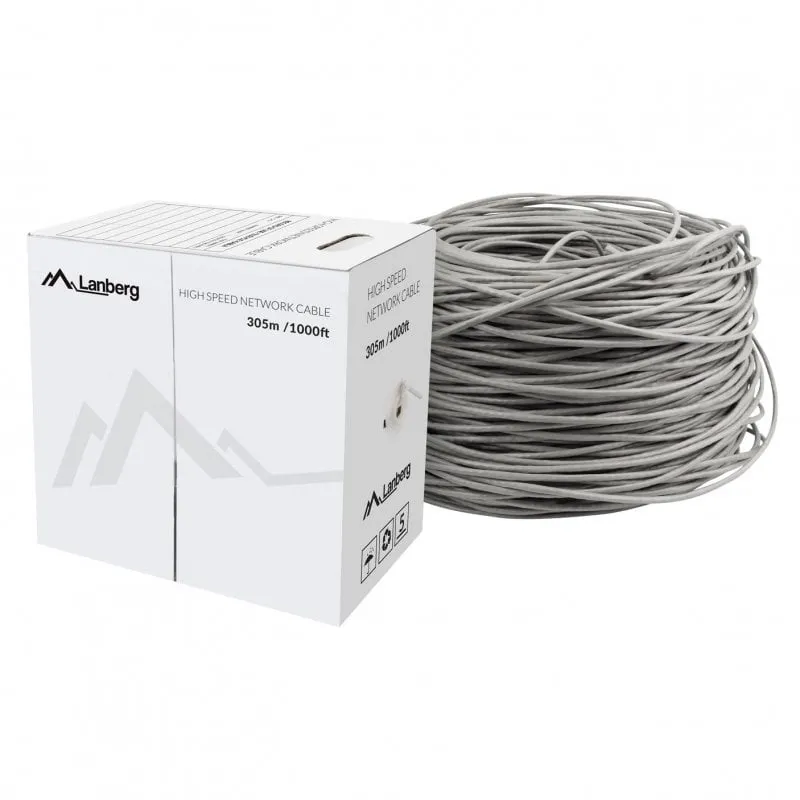 Cavo di rete Lanberg Coil RJ45 Cat.5E UTP rigido CU 305m Grigio - immagine 1