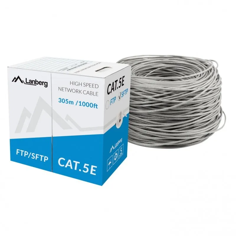 Cavo di rete Lanberg Coil RJ45 Cat.5E FTP intrecciato CCA 305 m Grigio - immagine 1