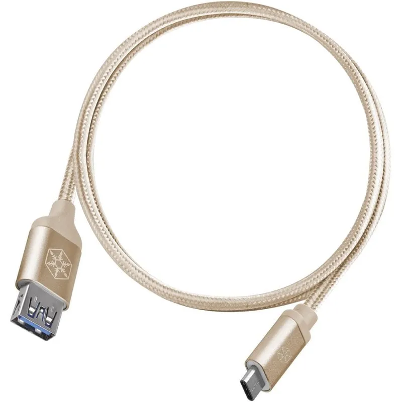 SilverStone CPU05G-500 Cavo in nylon da USB-C a USB-A maschio/femmina 0,5 m Oro - immagine 1