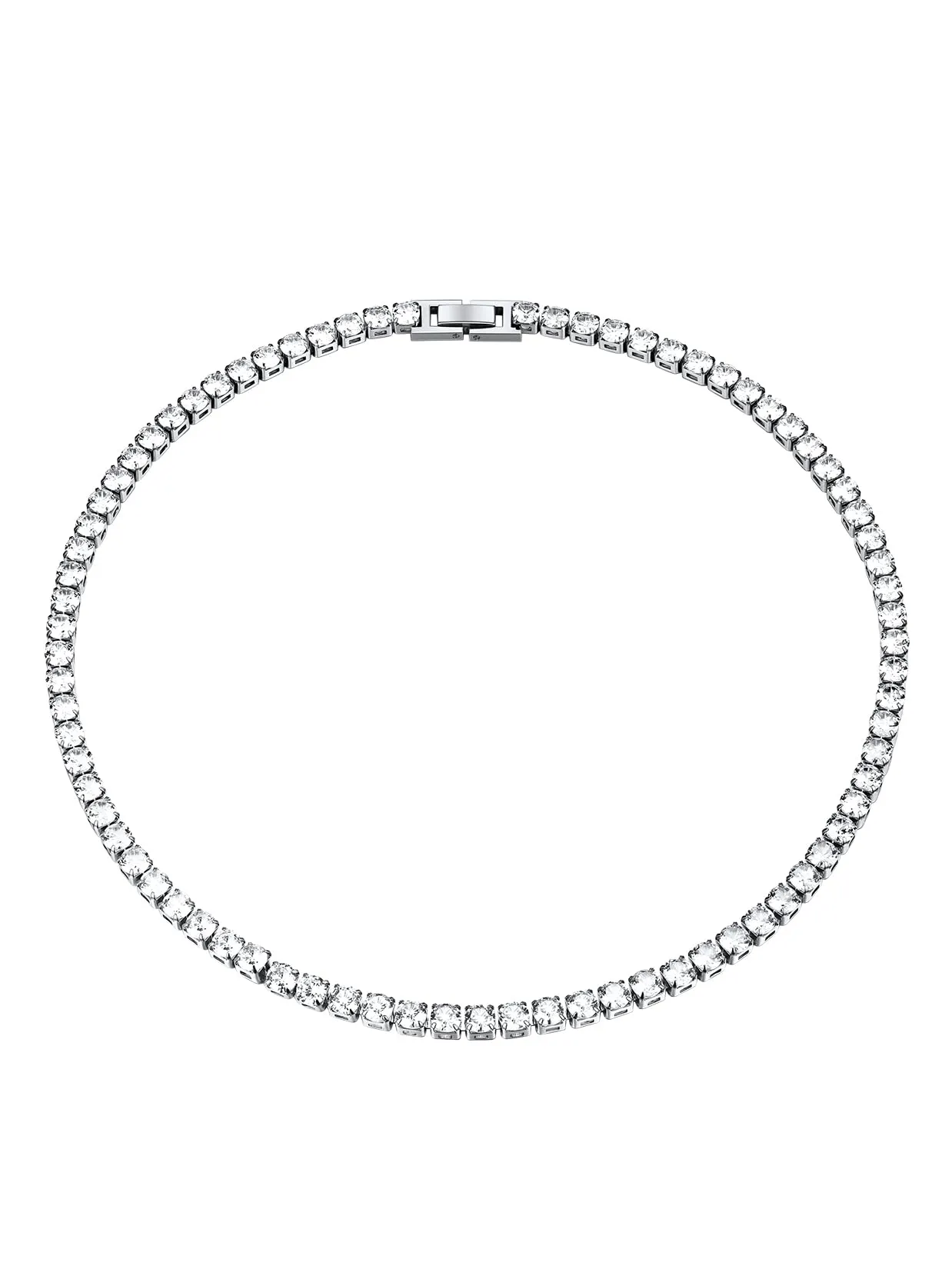 U7 Collana Tennis Donna e Uomo con Zirconi Bianchi 5mm lungh.45cm - immagine 1