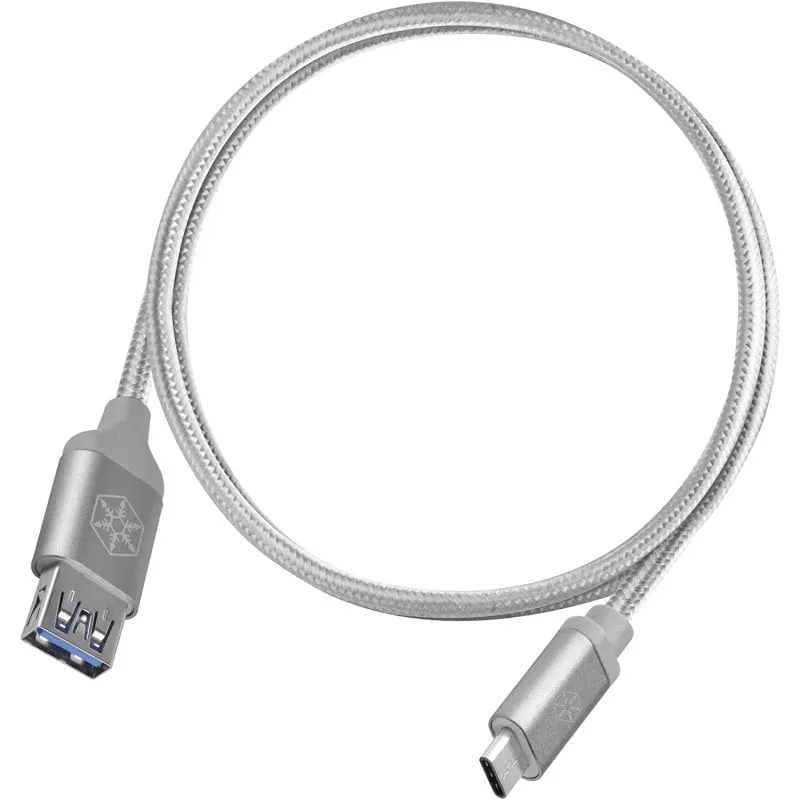 SilverStone CPU06S-500 Cavo in nylon da USB-C a USB-A maschio/femmina 0,5 m Argento - immagine 1
