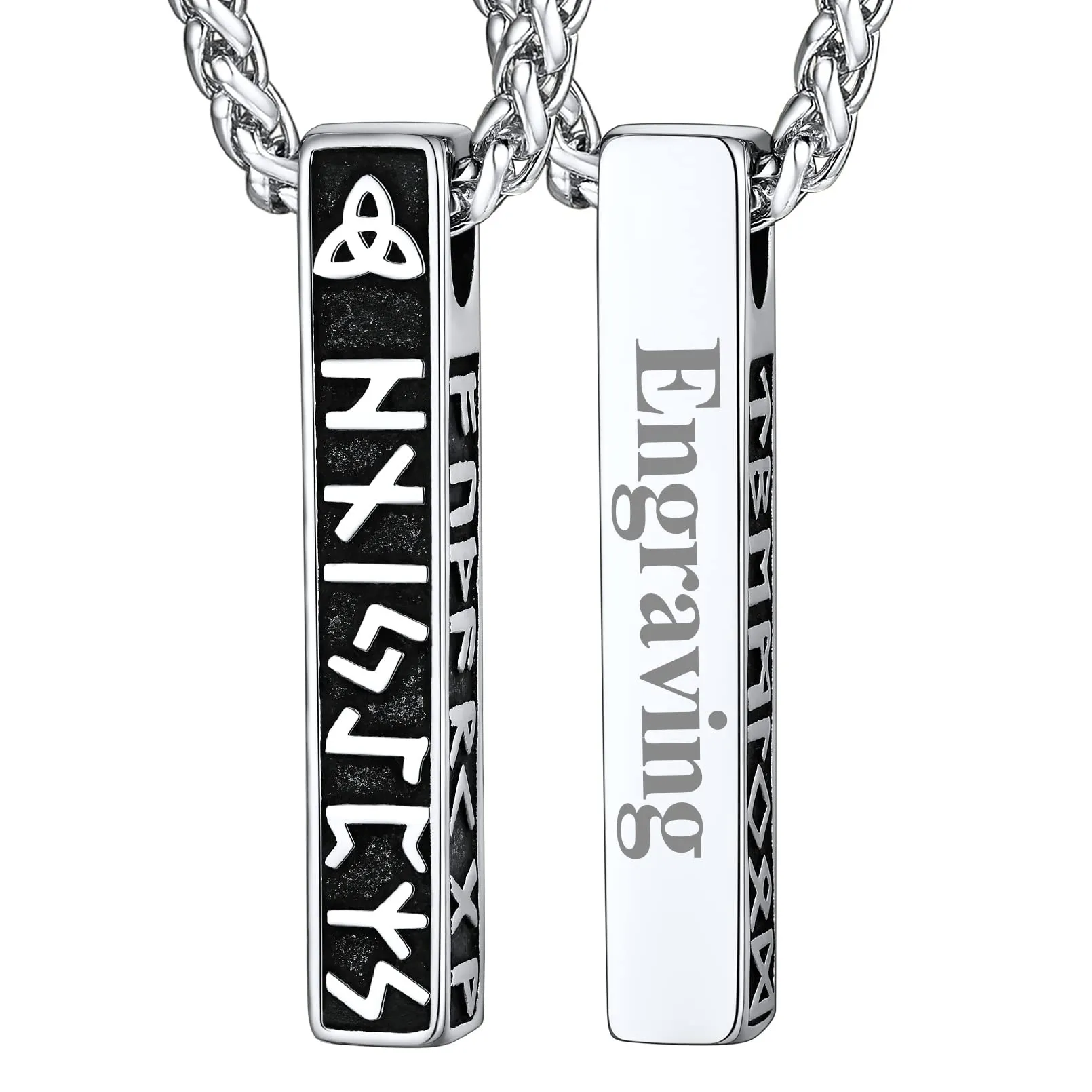 FaithHear Collana Uomo Vichinga Vintage Barra Ciondolo Rune Vichinghe Amuleto del Mito Nordico Collana in Pelle Intrecciata Regalo Compleanno - immagine 1