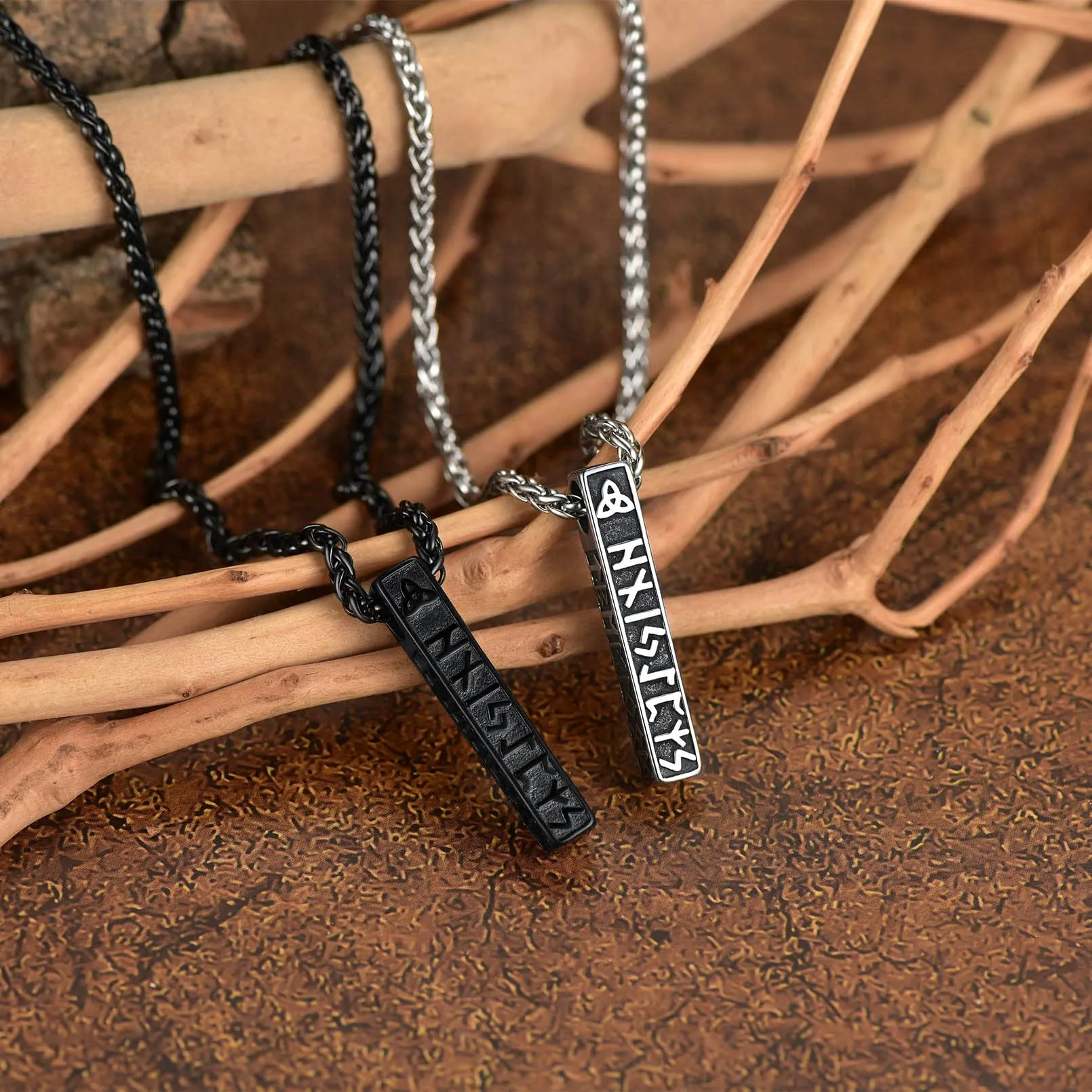 FaithHear Collana Uomo Vichinga Vintage Barra Ciondolo Rune Vichinghe Amuleto del Mito Nordico Collana in Pelle Intrecciata Regalo Compleanno - immagine 8