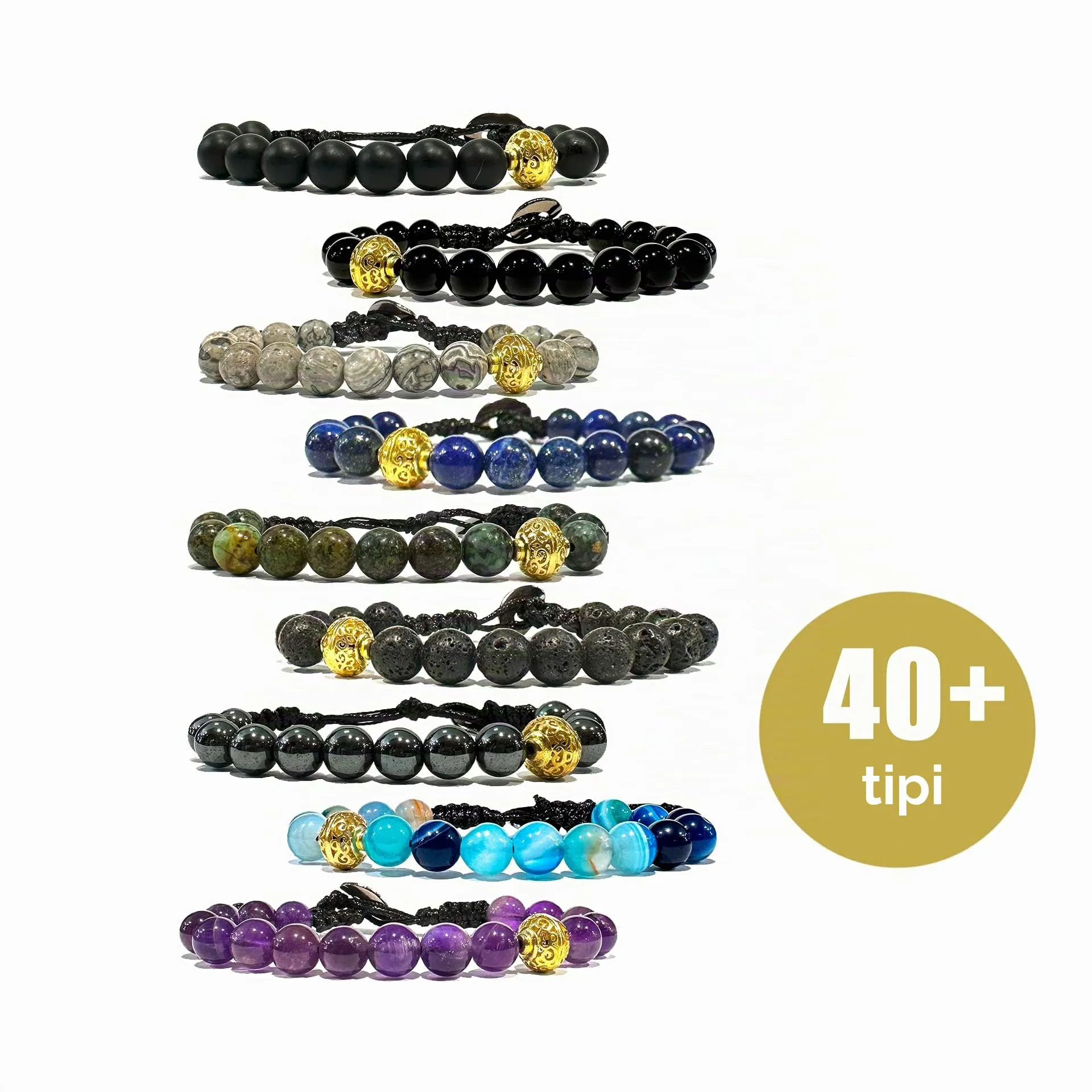Samsara - Bracciale Uomo - Donna | Stile Tibetano - Buddista | Lunghezza Regolabile – Bracciale con Perline in Pietra Naturale - Filo in Cotone Cerato ad Alta Resistenza - (Occhio di Tigre) - immagine 7